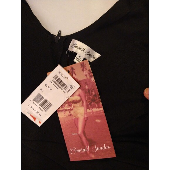 NWT Emerald Sundance Macy's Black Dress JUNIOR Girl XL long side slit padded bra - Picture 13 of 16